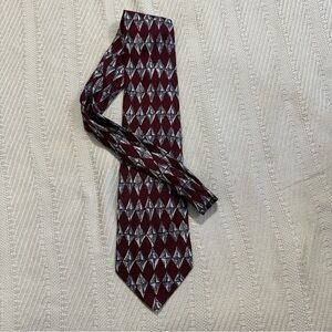 Lamberti 100% silk tie, handmade in Italy, burgundy, kite pattern, office, date